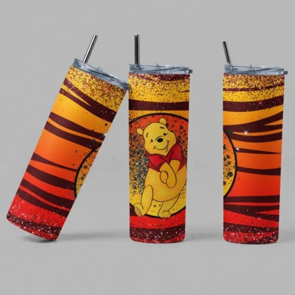 Winnie the Pooh 20oz Skinny Tumbler Stainless Steel Travel Mug with Metal Straw
